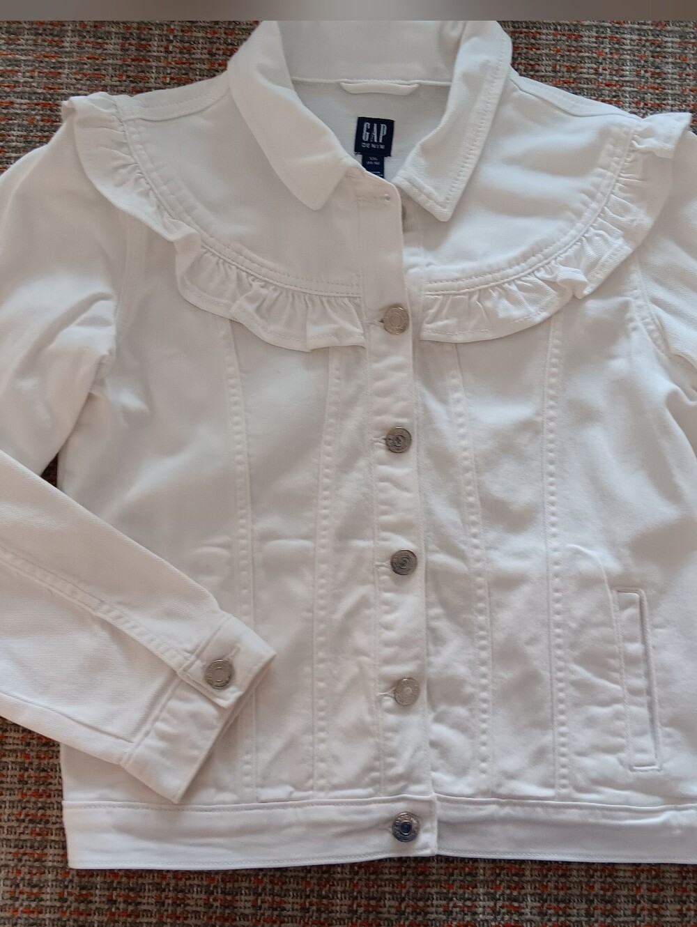 GAP Kids White Ruffle-Trim Jacket